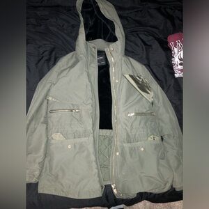 Zara Basics green winter coat